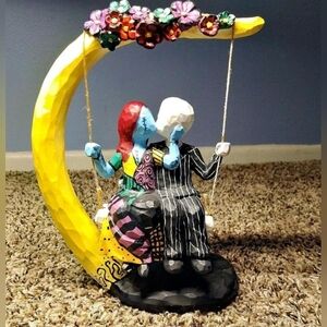 Whimsical Couple on Moon Swing Art Sculpture